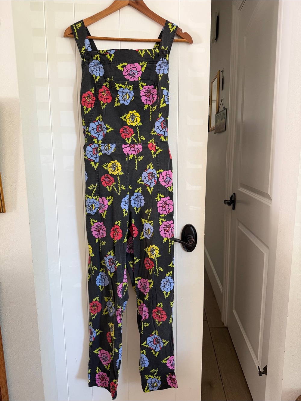 Nooworks Black Floral Strap Jumpsuit with Multicolor Blooms